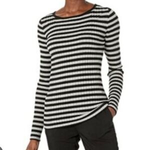 Women's Black and White Striped Shirt